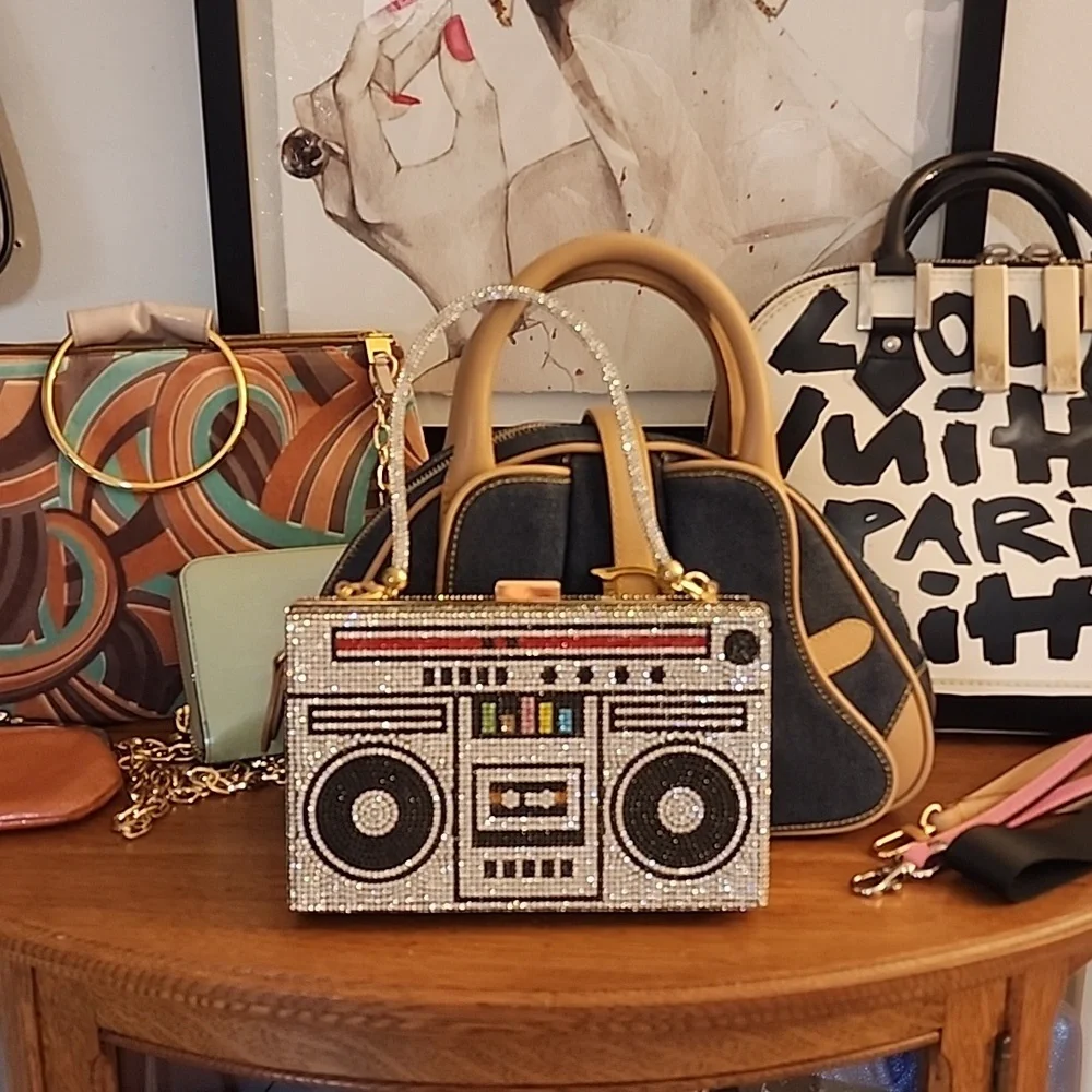 Rhinestone Boom box crossbody/ clutch bag - Picture 14 of 14